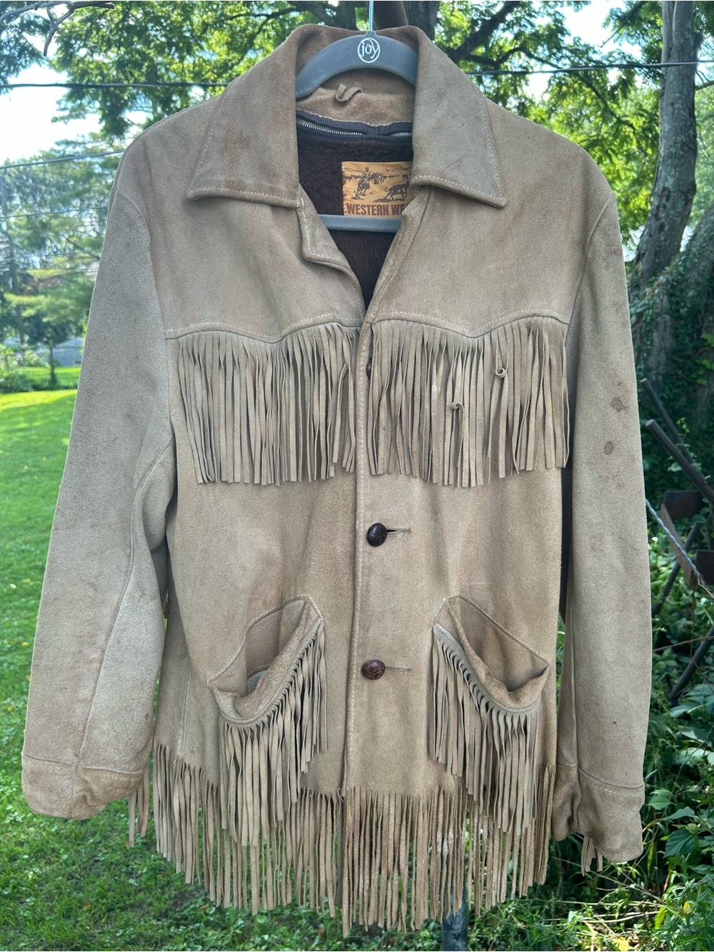 Sears Westernwear Suede Leather Jacket Size 38 Vintage 70s Boho Fringe AS IS